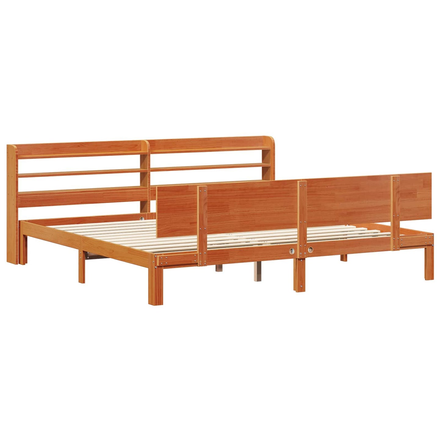Sengestamme med hodegjerde 2 pcs Vokset Brun Massiv furu