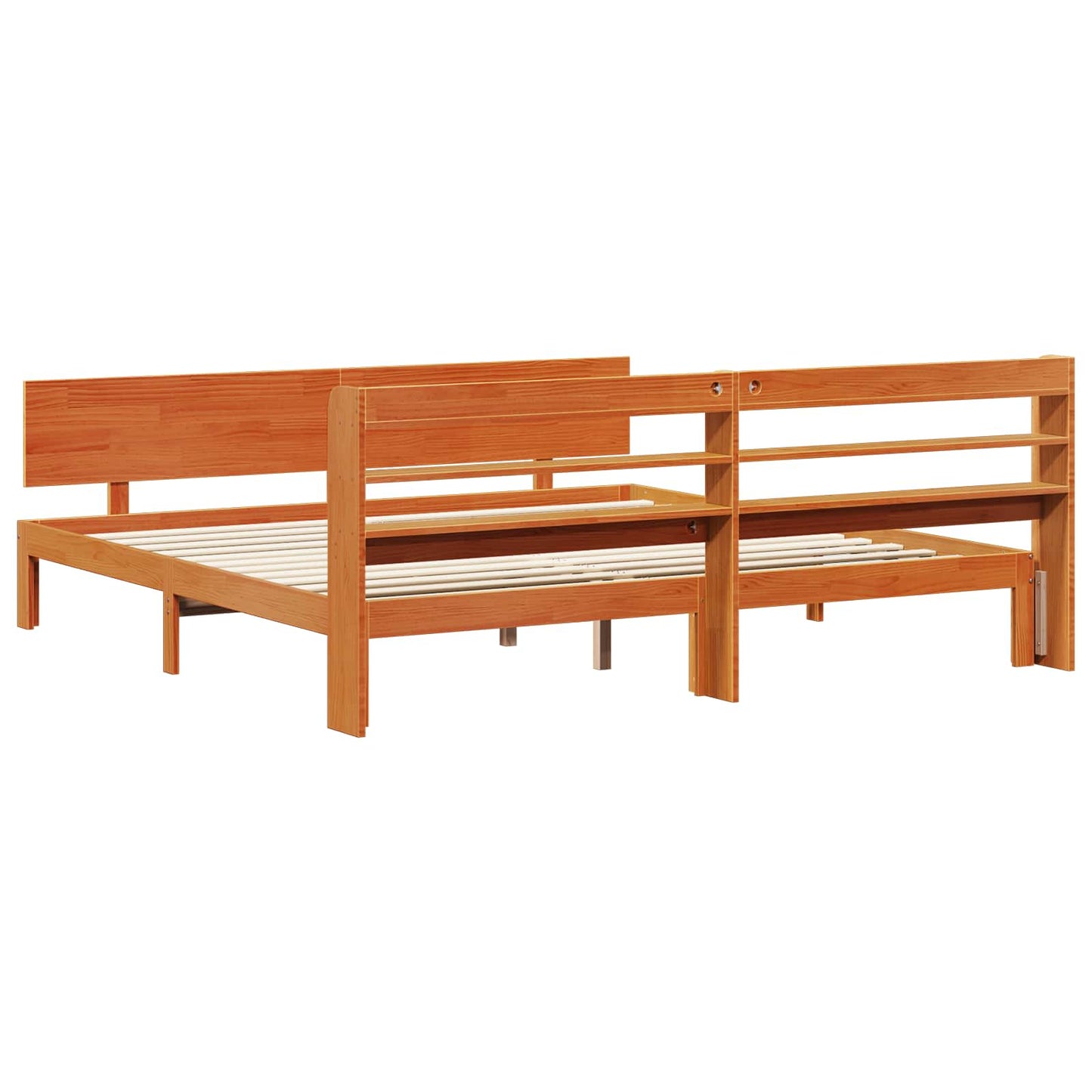 Sengestamme med hodegjerde 2 pcs Vokset Brun Massiv furu