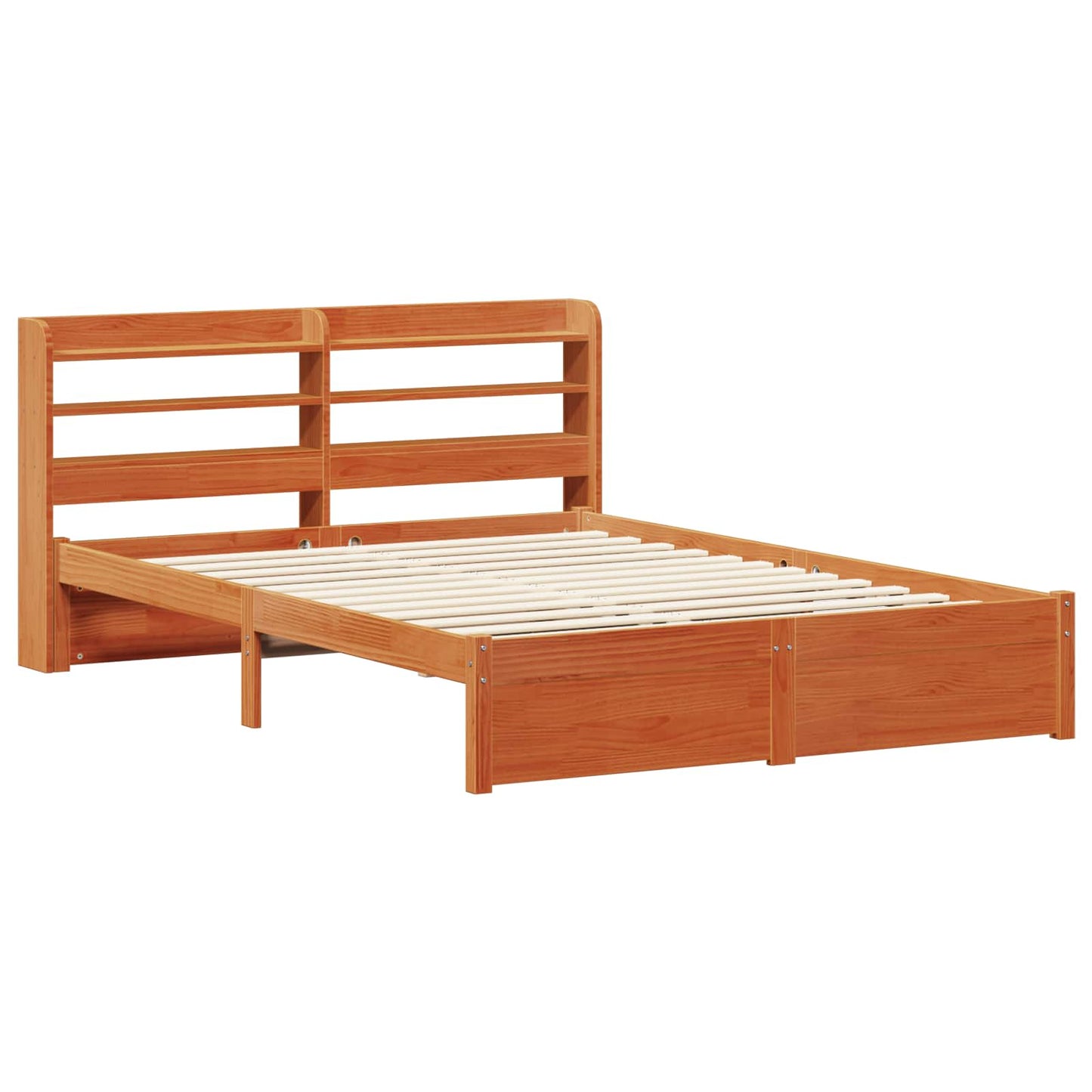 Sengestamme med hodegjerde 2 pcs Vokset Brun Massiv furu