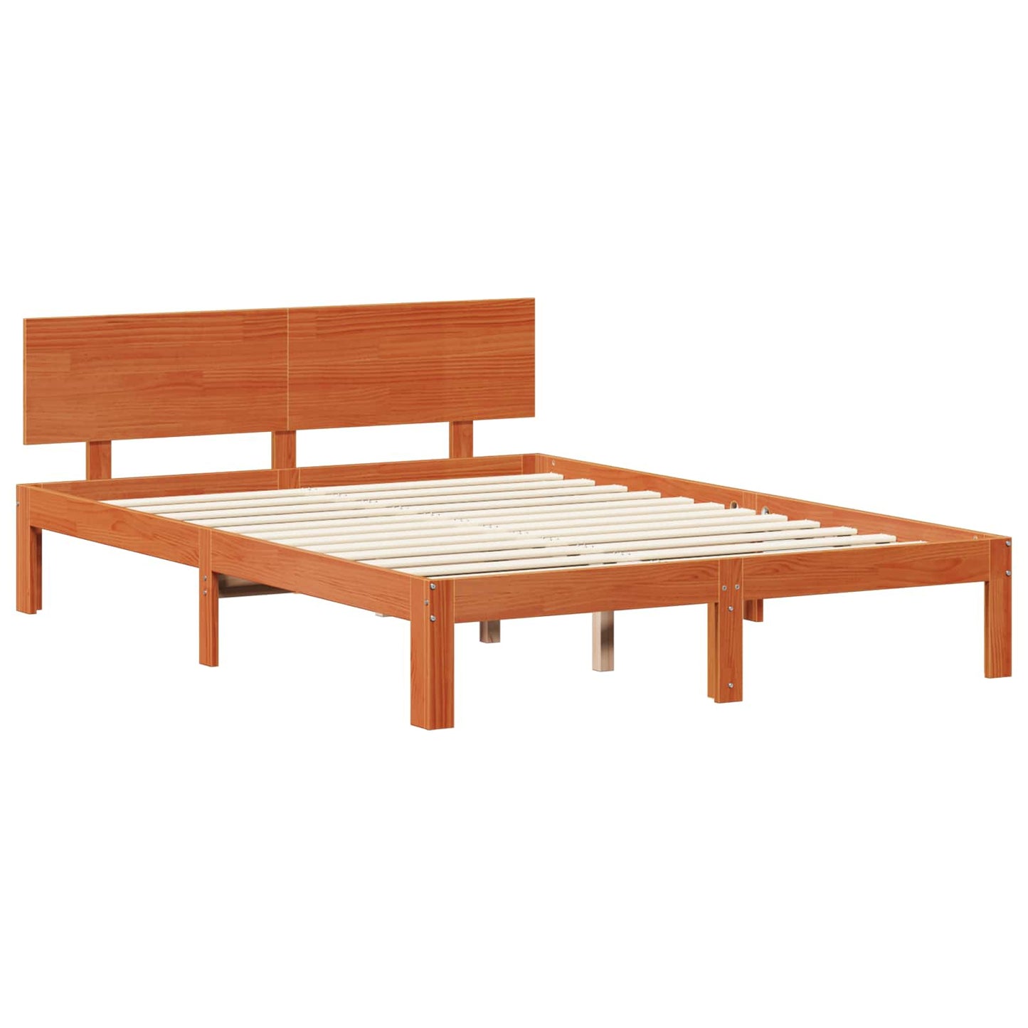 Sengestamme med hodegjerde 2 pcs Vokset Brun Massiv furu