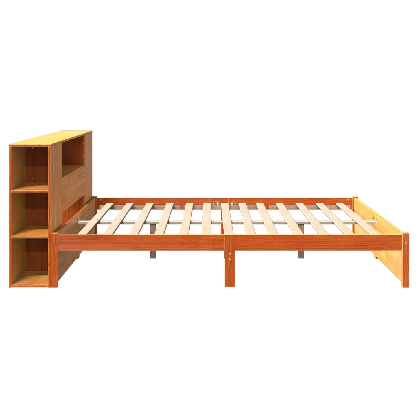 Sengramme med oppbevaringshodegavl 2 pcs Vokset Brun