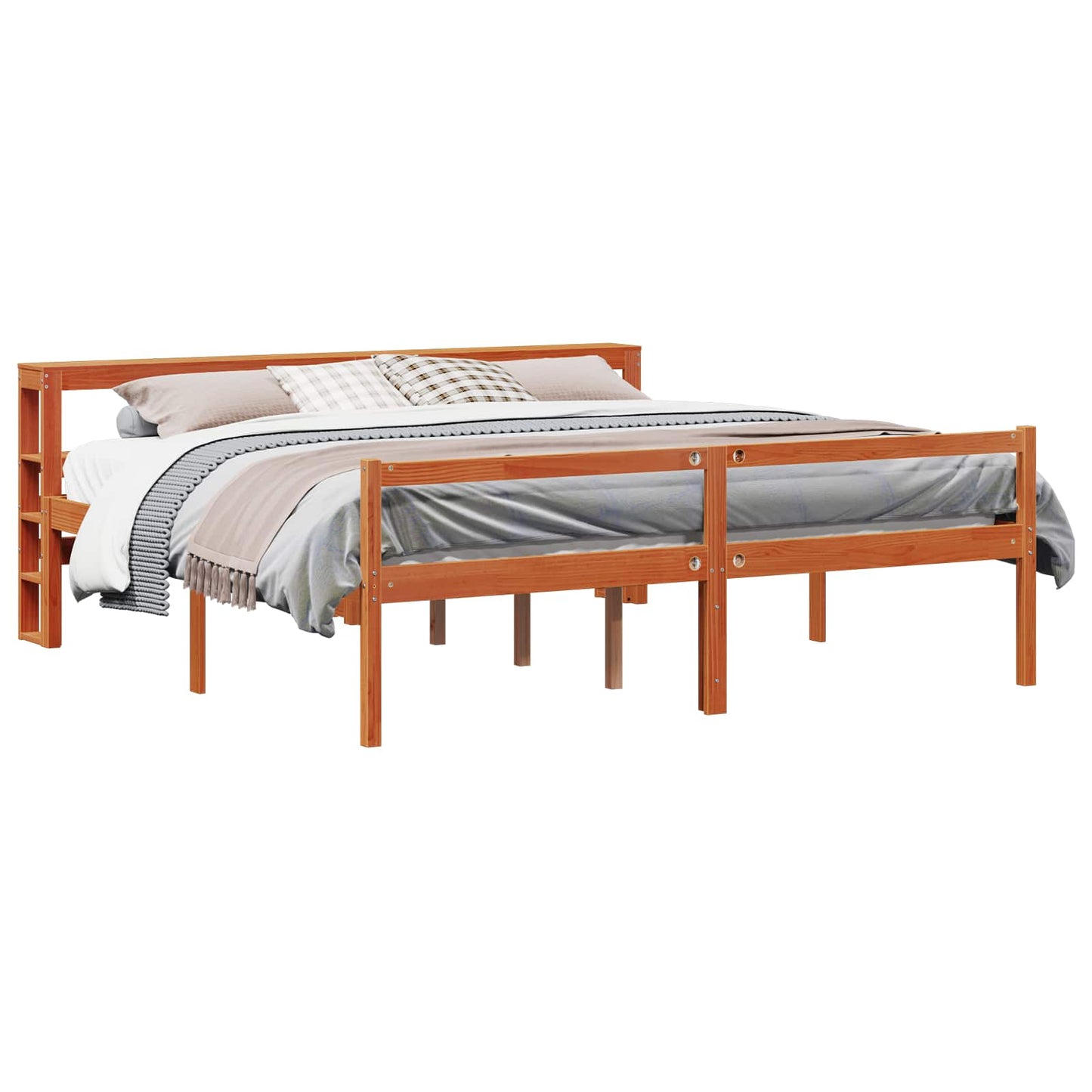 Sengestamme med hodegjerde 2 pcs Vokset Brun Massiv furu