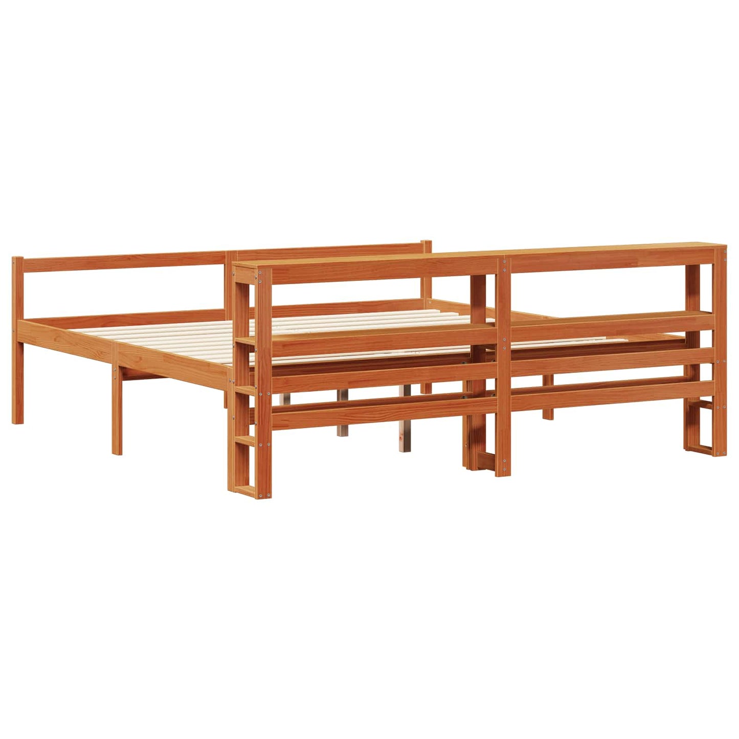 Sengestamme med hodegjerde 2 pcs Vokset Brun Massiv furu