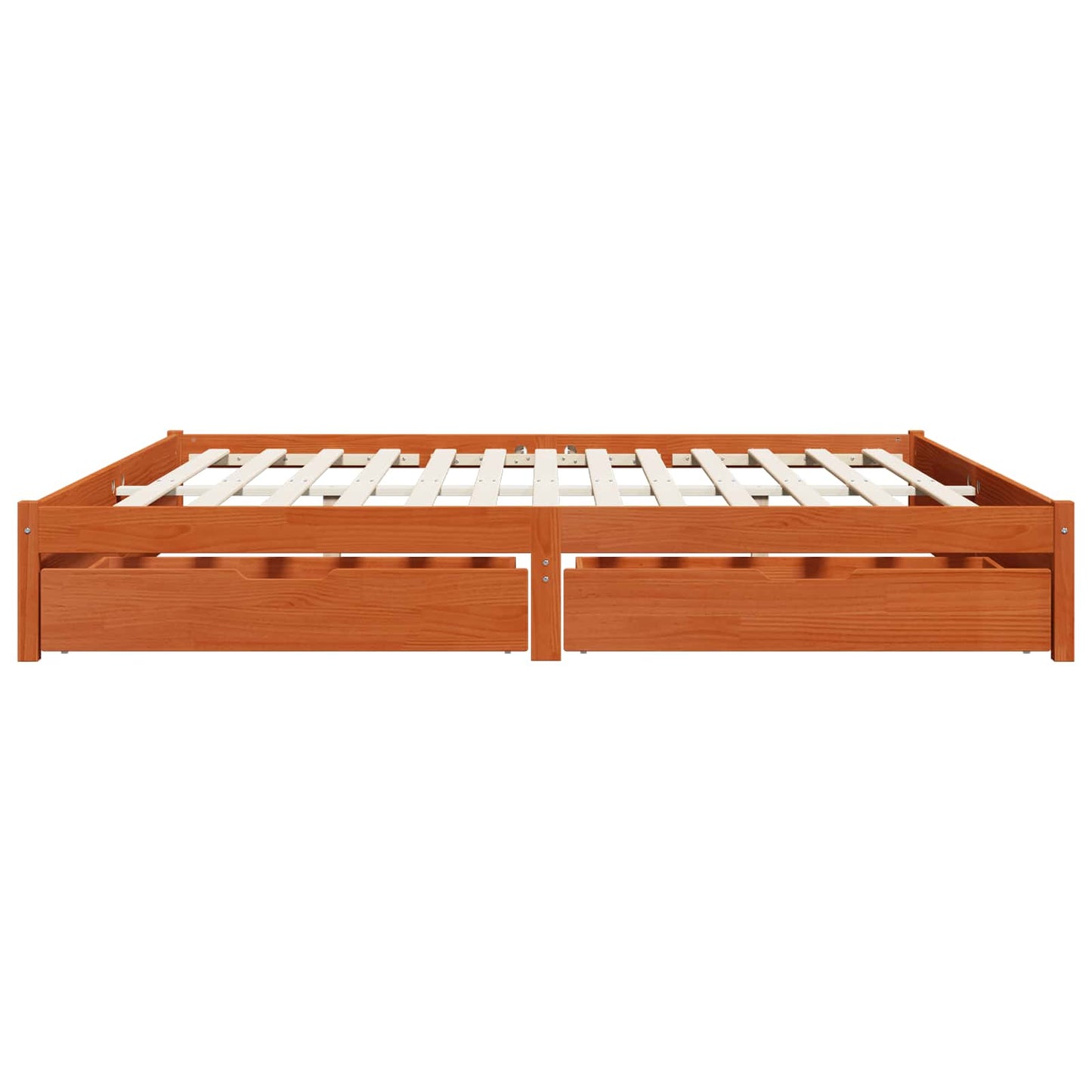 Sengestamme med skuff Vokset Brun 180 x 200 cm Massiv furu