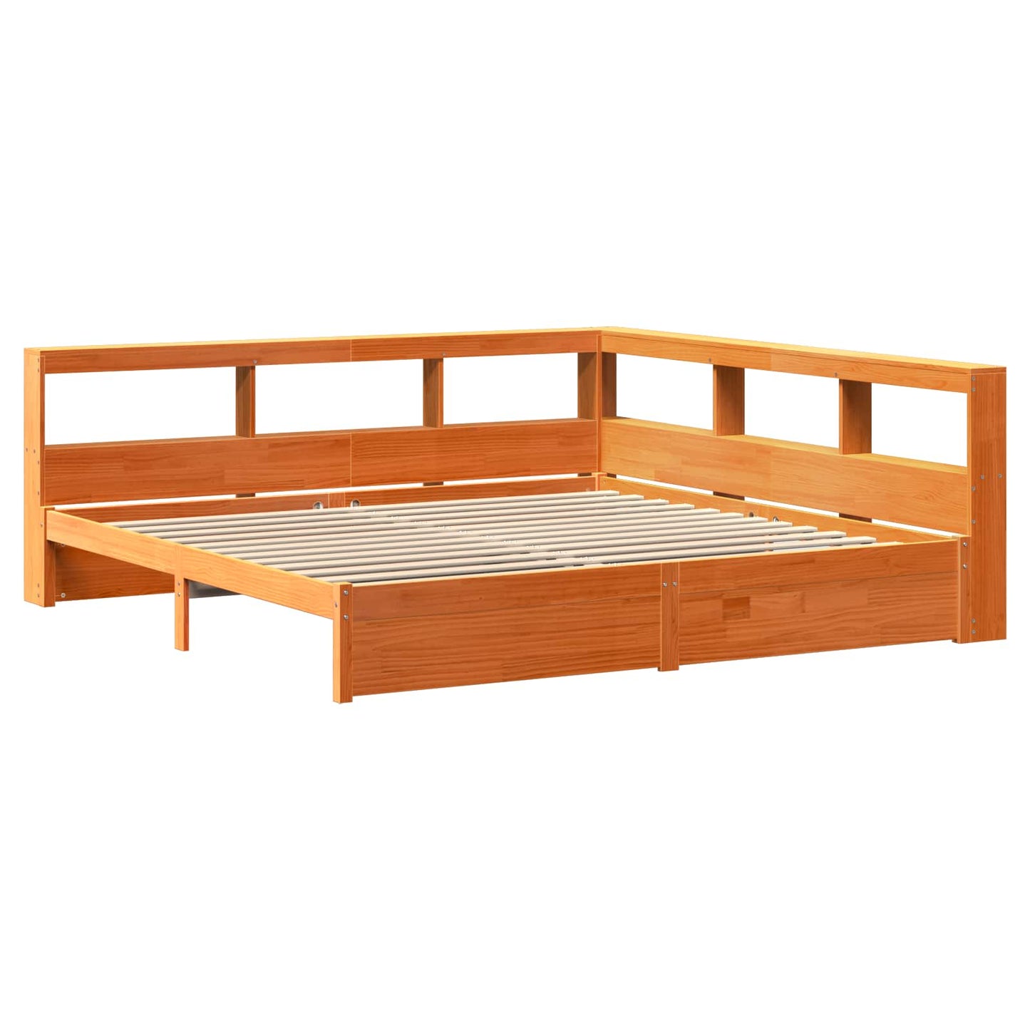 Bokhylle Seng 2 pcs Vokset Brun 200 x 200 cm Massiv furu