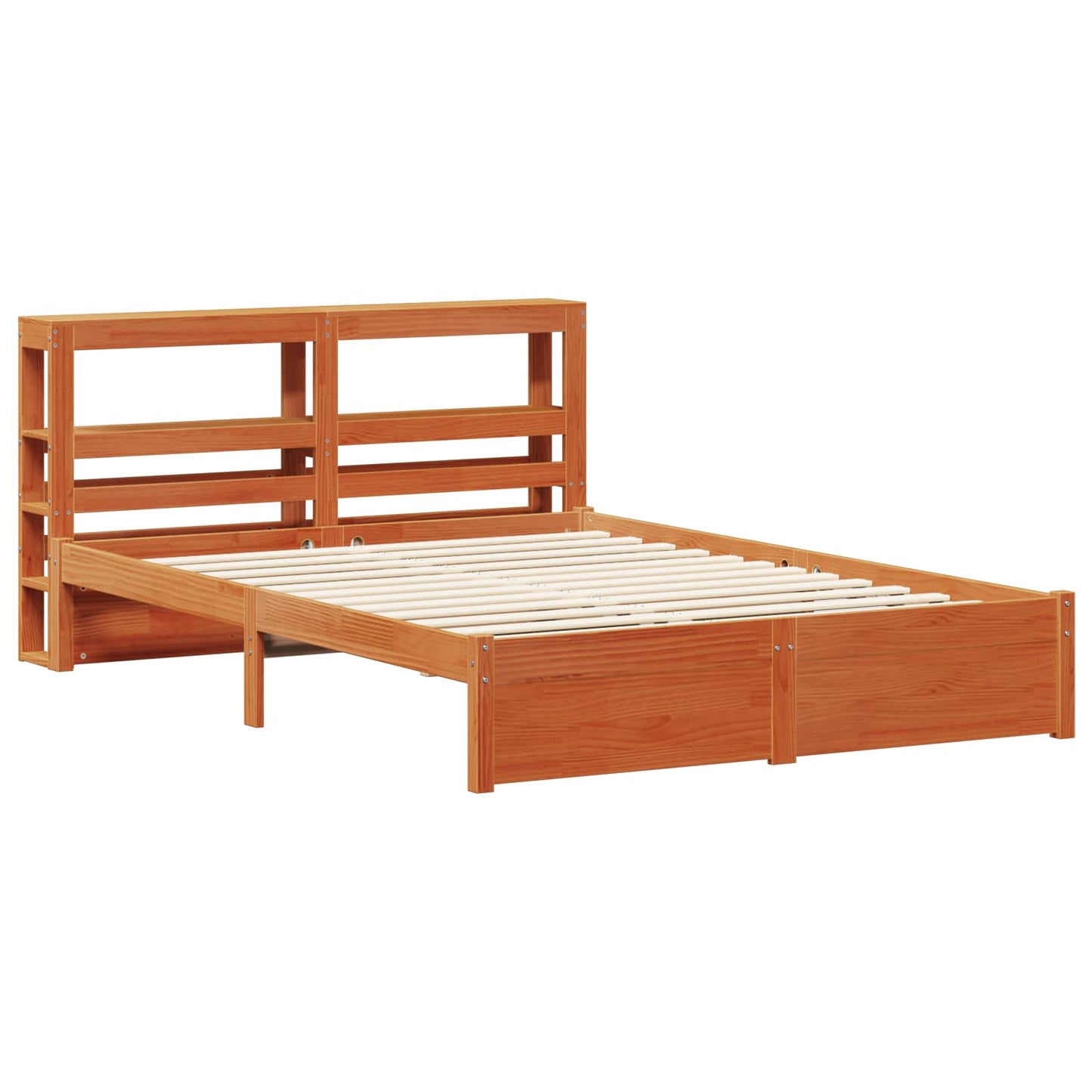 Sengestamme med hodegjerde Vokset Brun 150 x 200 cm Massiv furu