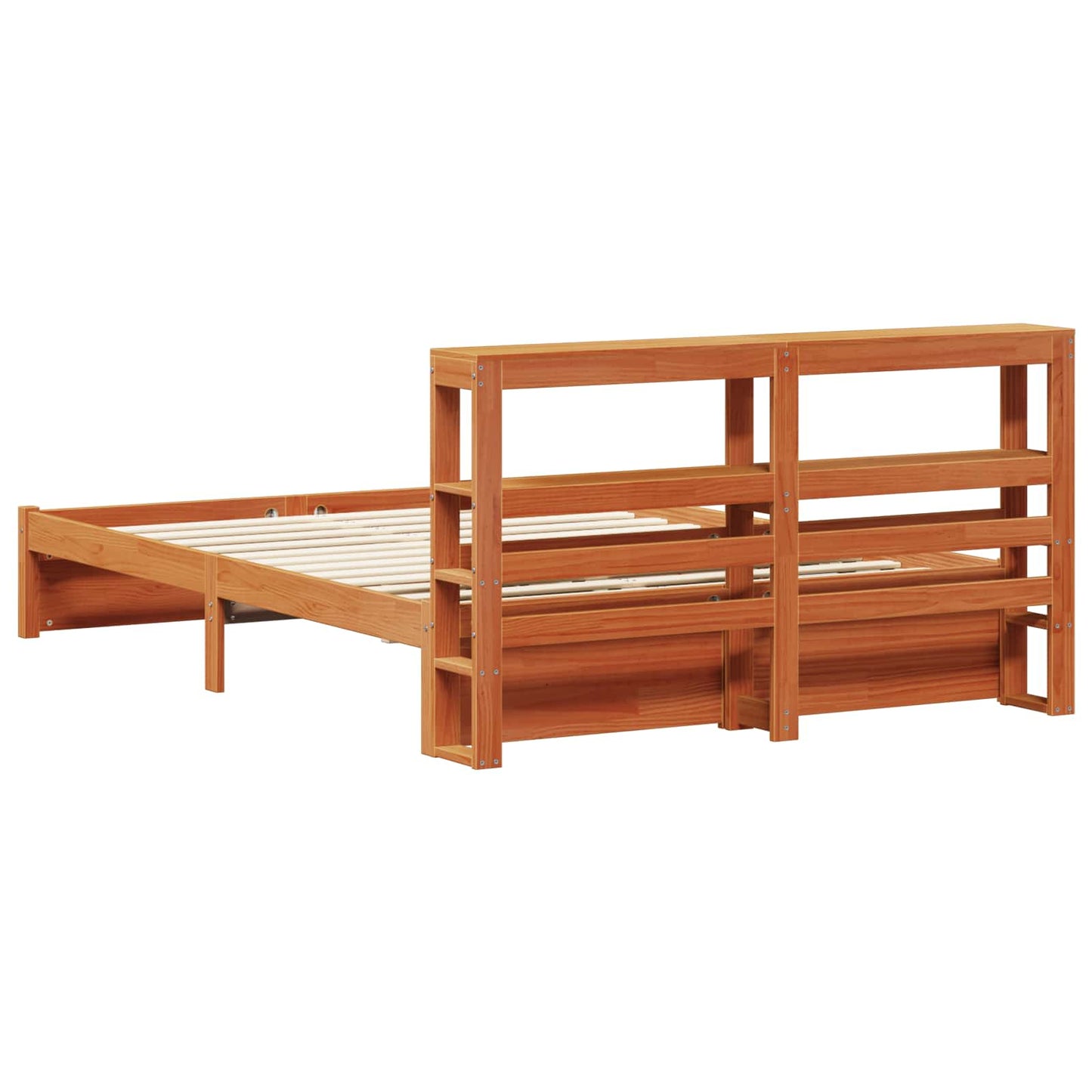Sengestamme med hodegjerde Vokset Brun 150 x 200 cm Massiv furu