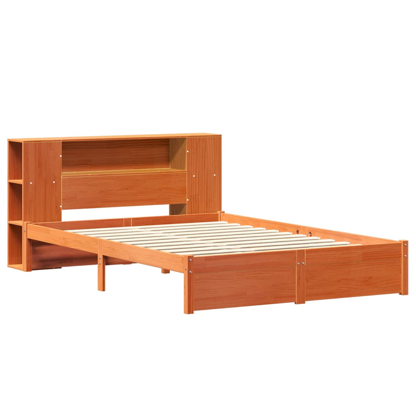 Sengramme med oppbevaringshodegavl 2 pcs Vokset Brun