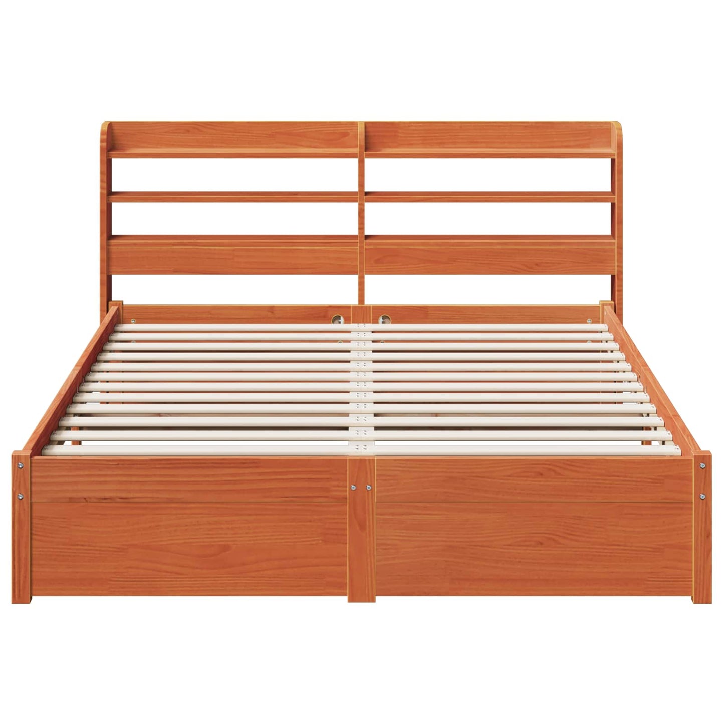 Sengestamme med hodegjerde 2 pcs Vokset Brun Massiv furu