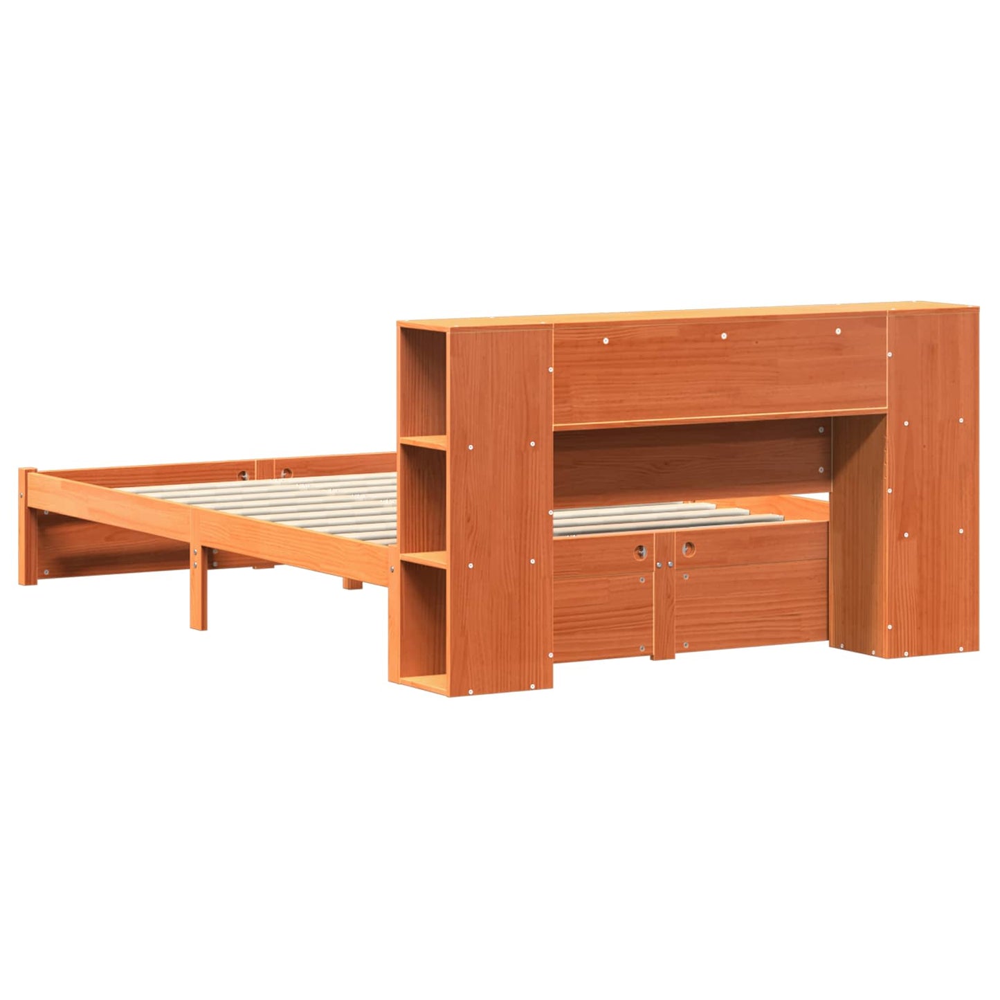 Sengramme med oppbevaringshodegavl 2 pcs Vokset Brun