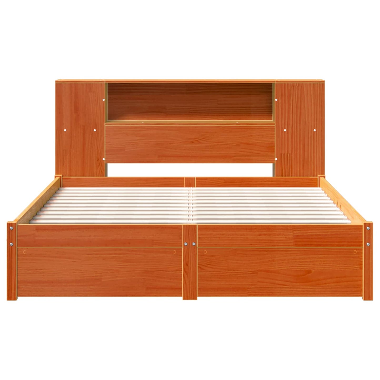 Sengramme med oppbevaringshodegavl 2 pcs Vokset Brun