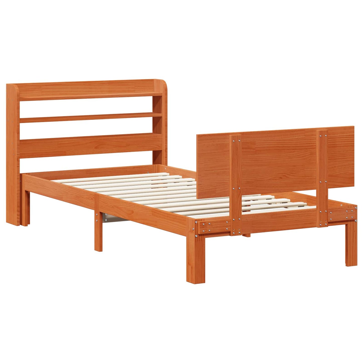 Sengestamme med hodegjerde 2 pcs Vokset Brun Massiv furu