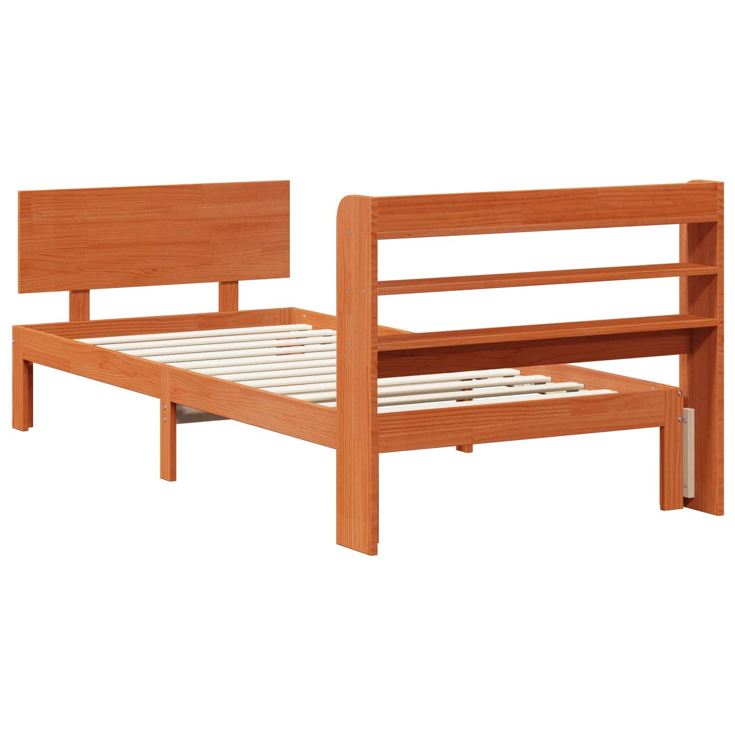 Sengestamme med hodegjerde 2 pcs Vokset Brun Massiv furu
