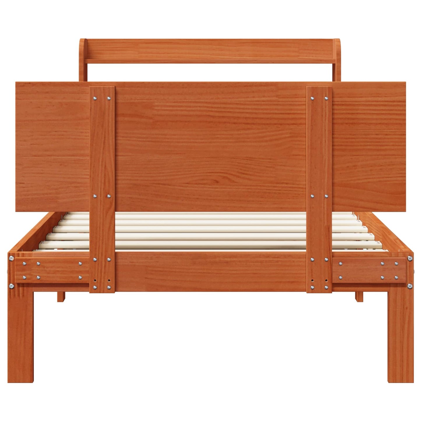 Sengestamme med hodegjerde 2 pcs Vokset Brun Massiv furu