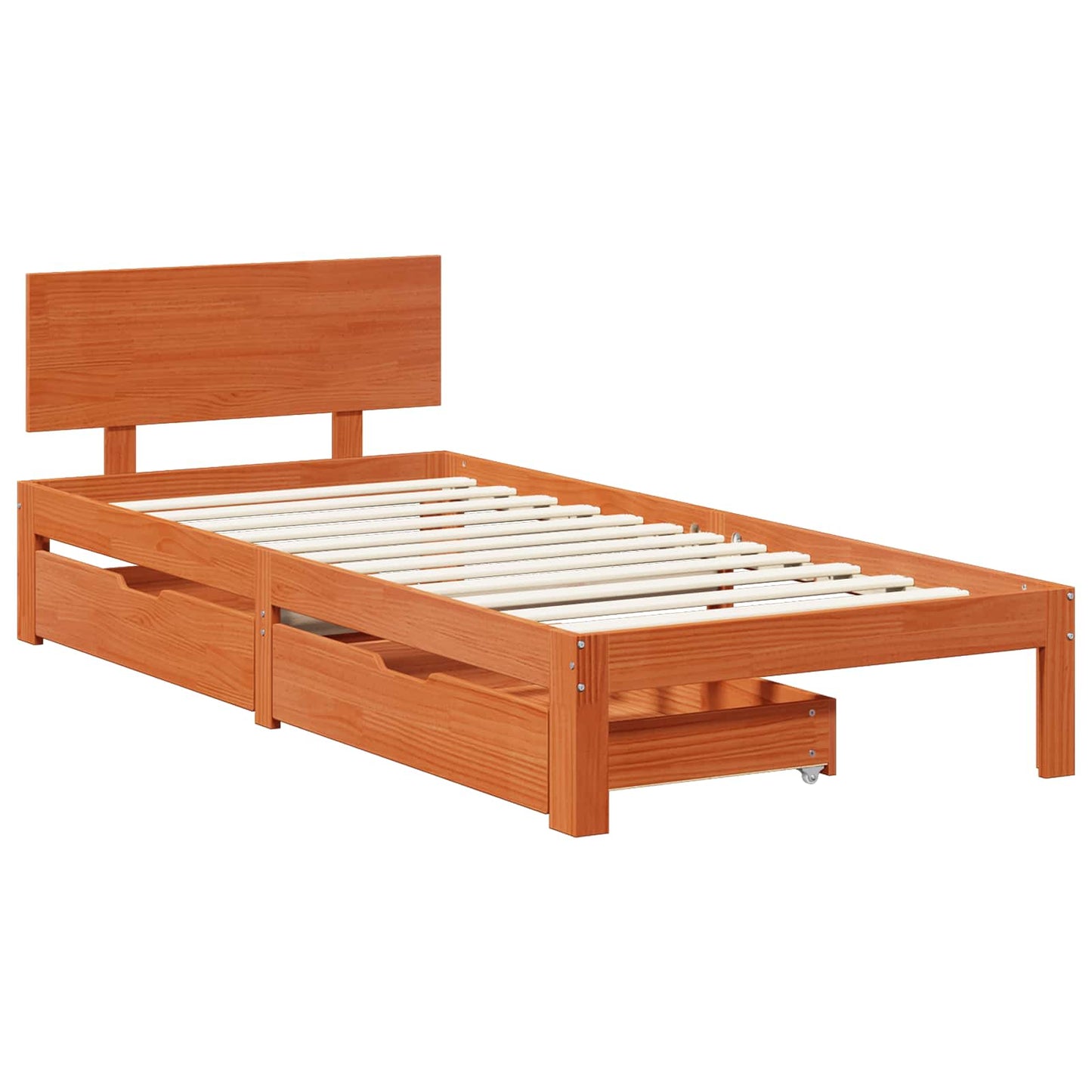 Sengestamme med hodegjerde 3 pcs Vokset Brun Massiv furu