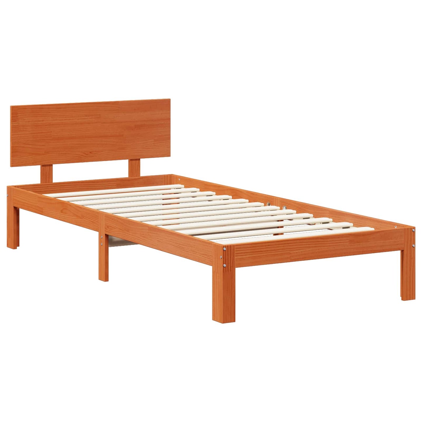 Sengestamme med hodegjerde 3 pcs Vokset Brun Massiv furu