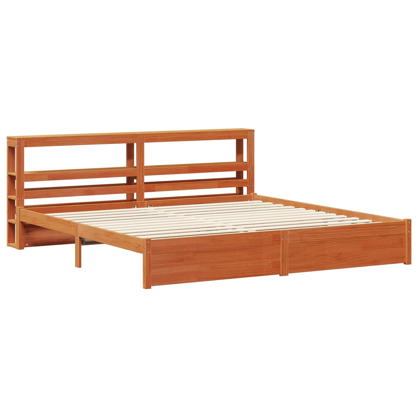 Sengestamme med hodegjerde Vokset Brun 200 x 200 cm Massiv furu