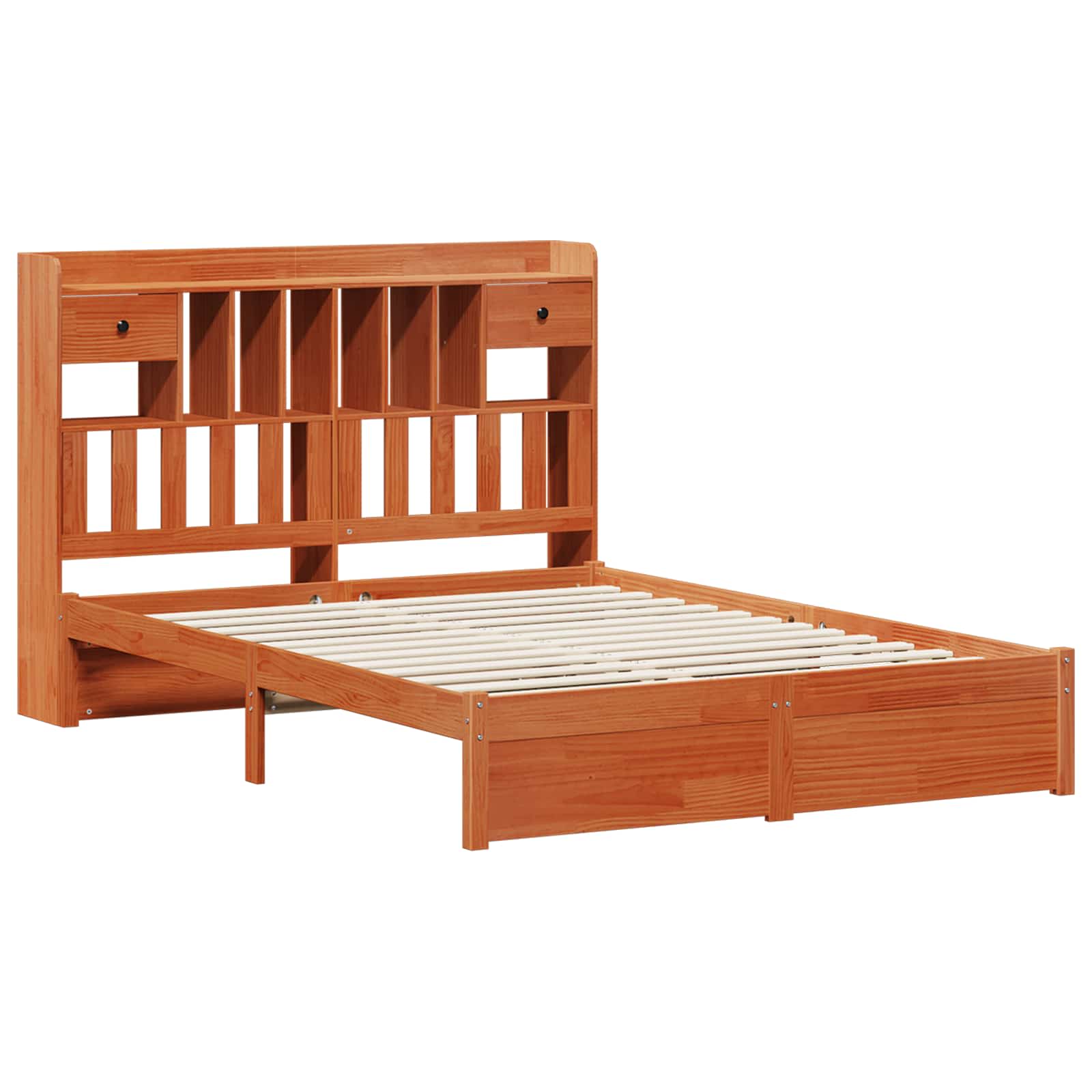Bokhylle Seng Ramm Vokset Brun 200 x 150 cm Massiv furu vidaXL