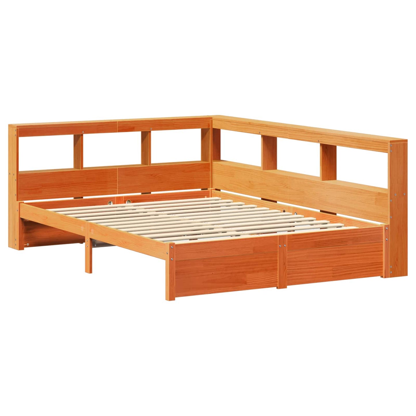 Bokhylle Seng 2 pcs Vokset Brun 200 x 140 cm Massiv furu