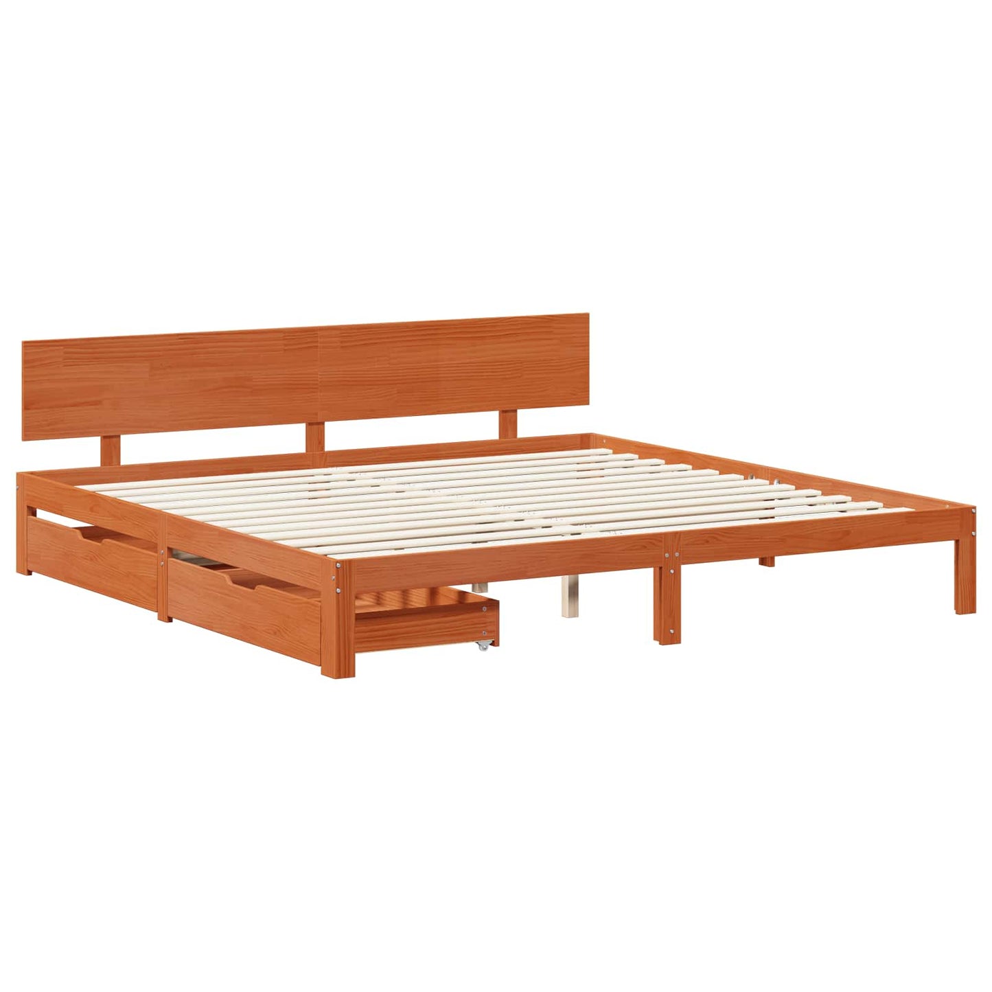 Sengestamme med hodegjerde Vokset Brun 180 x 200 cm Massiv furu