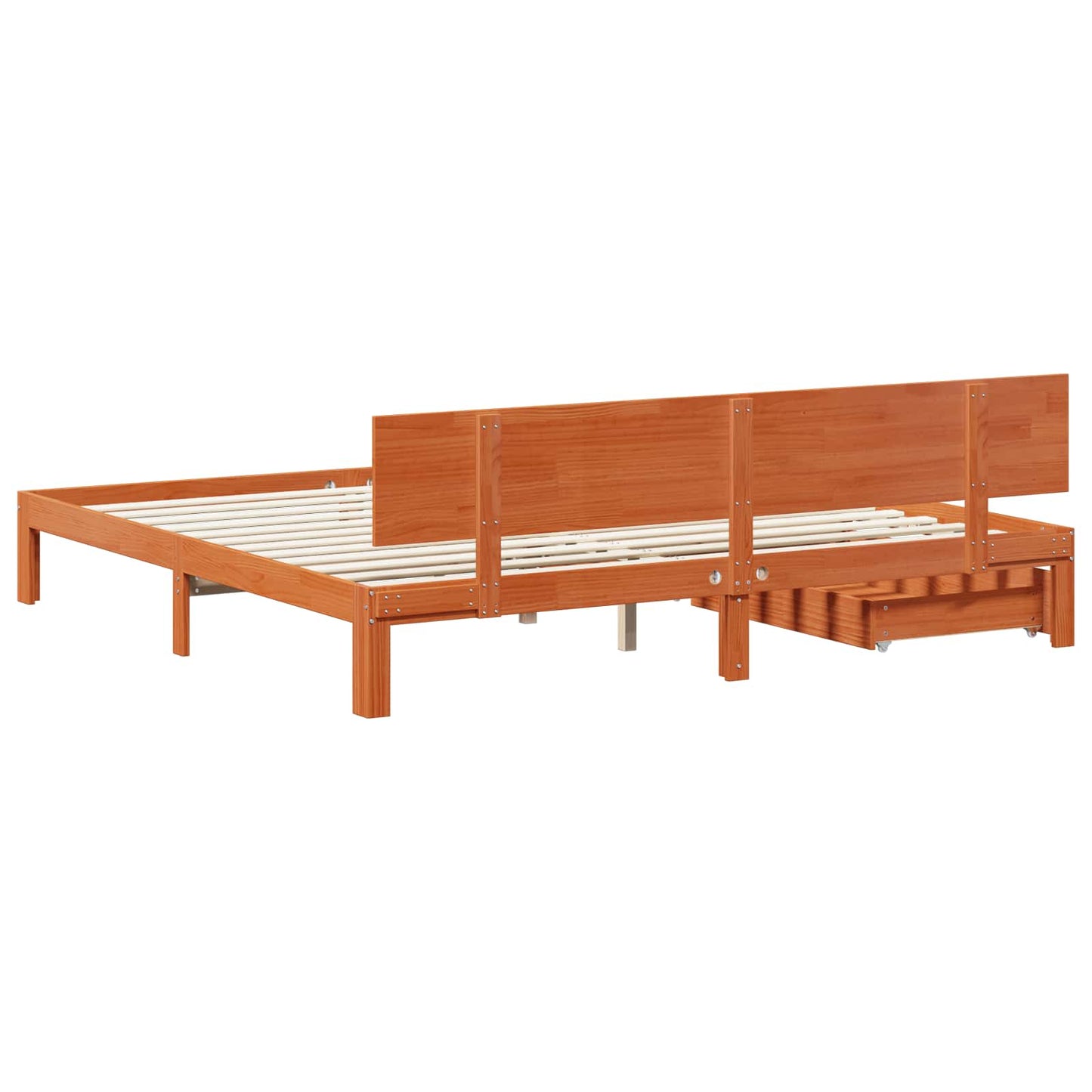 Sengestamme med hodegjerde Vokset Brun 180 x 200 cm Massiv furu