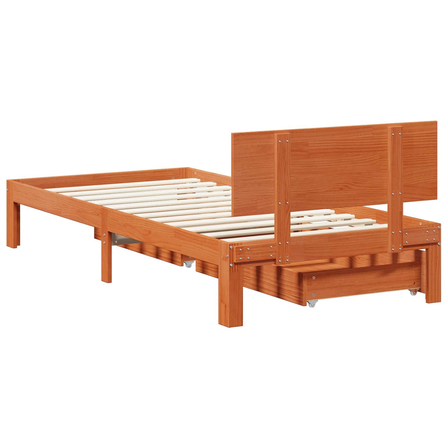 Sengestamme med hodegjerde Vokset Brun 70 x 190 cm Massiv furu