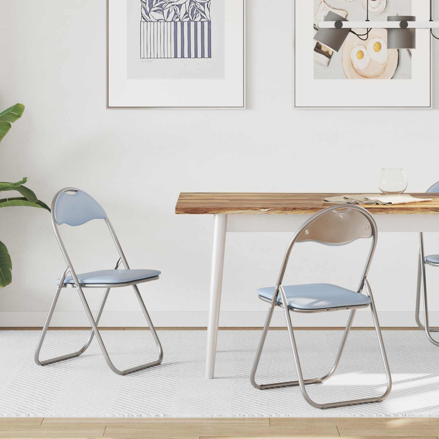 Sammenleggbart stol 2 pcs Grå 48 x 43,5 x 81 cm Kunstlær