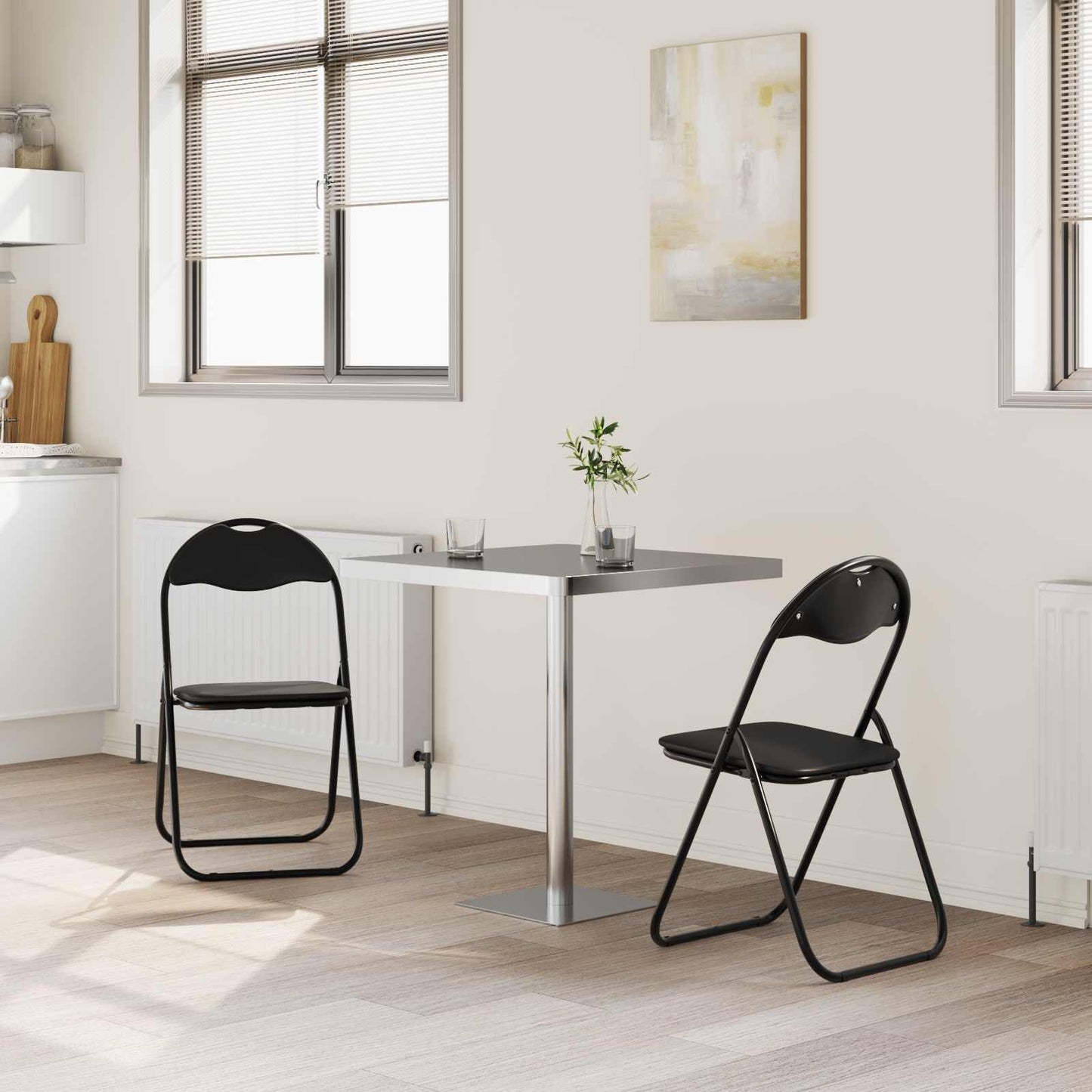 Sammenleggbart stol 2 pcs Svart 48 x 43,5 x 81 cm Kunstlær