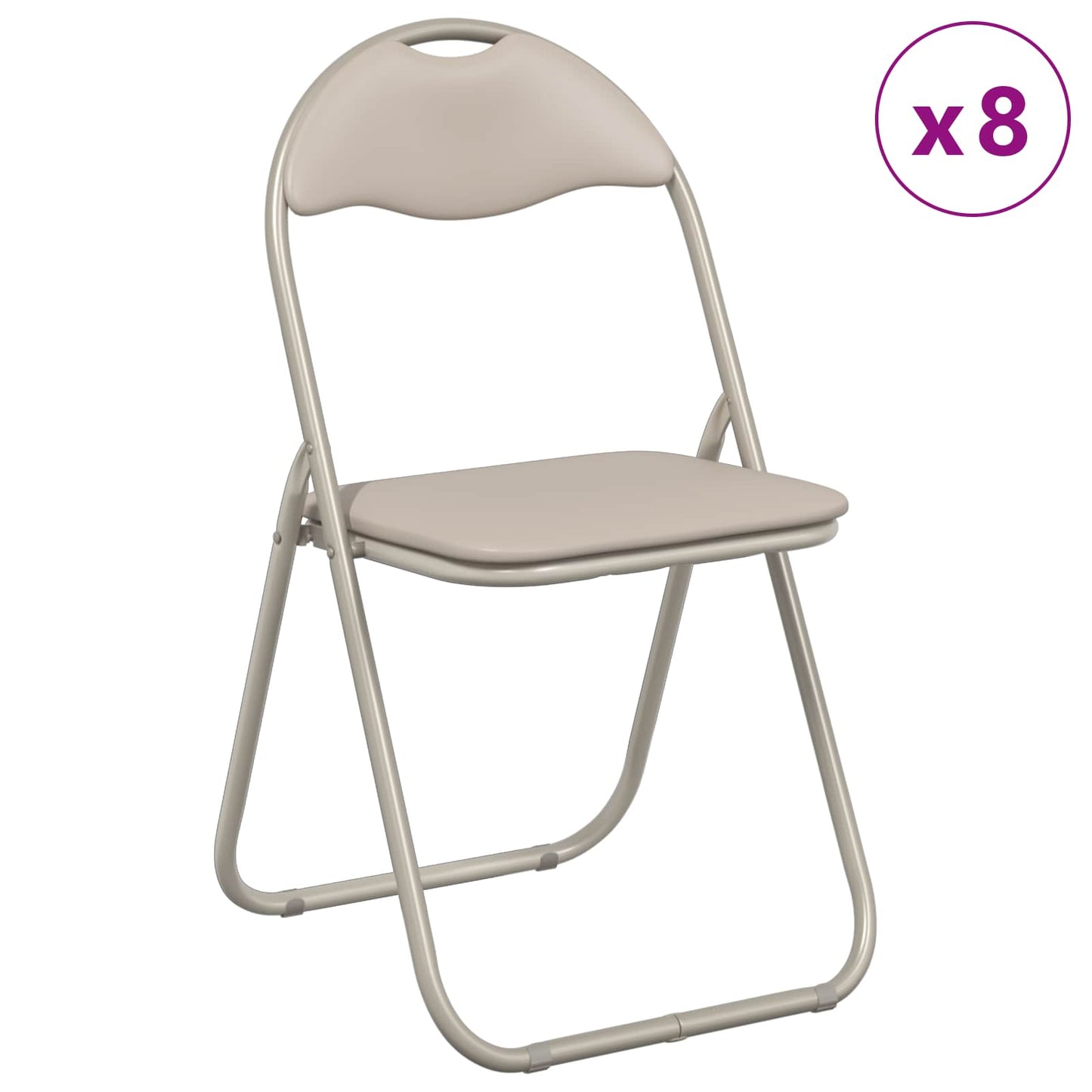 Sammenleggbart stol 8 pcs sand 48 x 43,5 x 81 cm Kunstlær