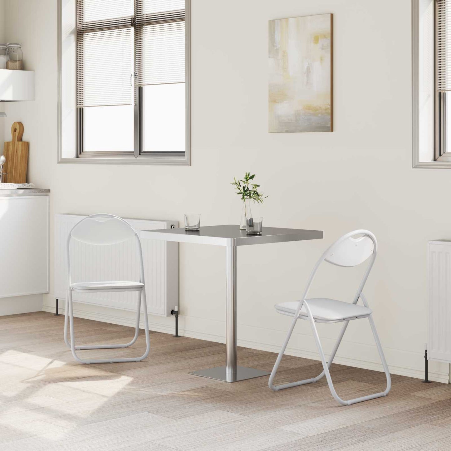 Samlebar Dinning Stol 2 pcs Hvit 48 x 43,5 x 81 cm PVC stål vidaXL