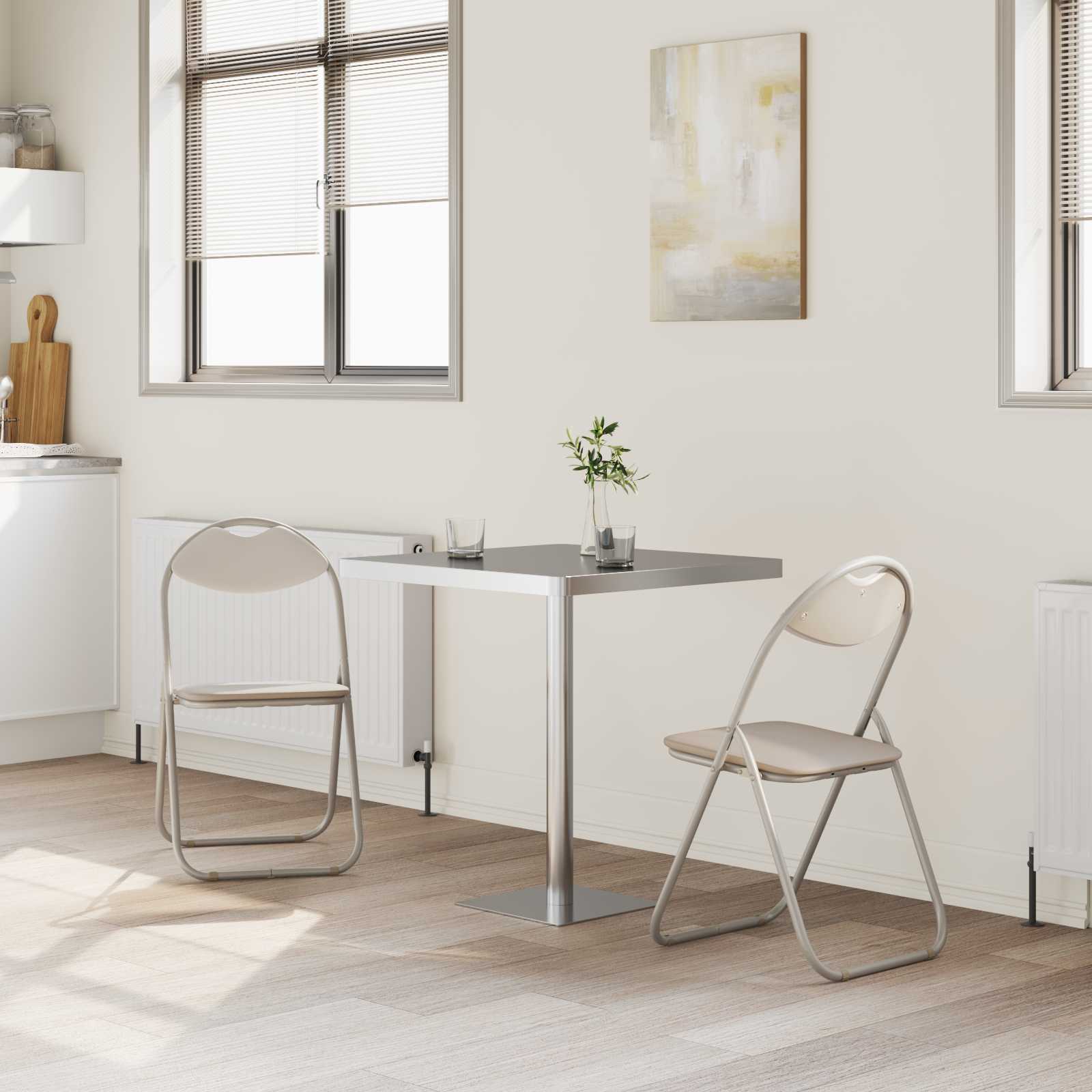 Samlebar Dinning Stol 2 pcs sand 48 x 43,5 x 81 cm PVC stål vidaXL