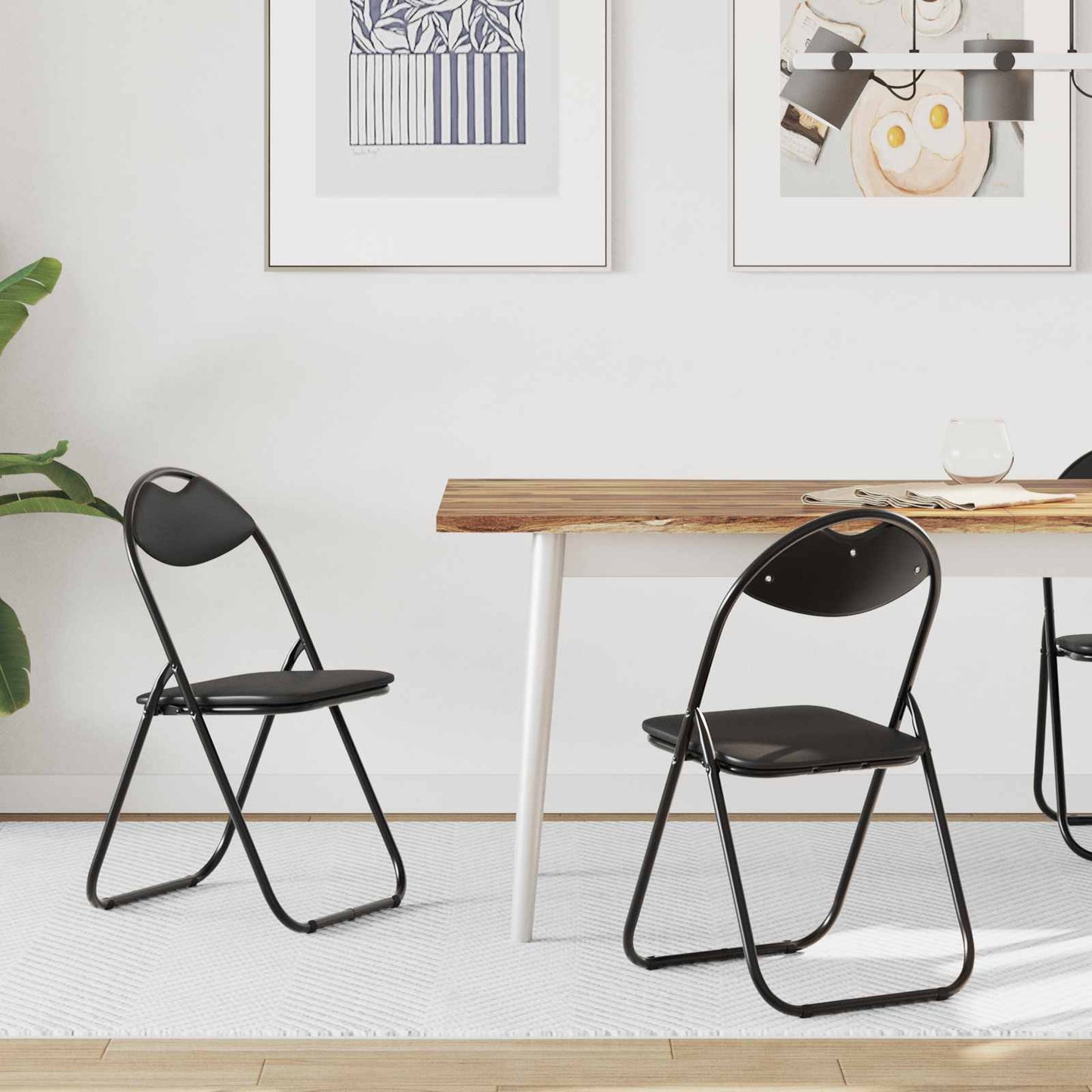 Samlebar Dinning Stol 2 pcs Svart 48 x 43,5 x 81 cm PVC stål vidaXL