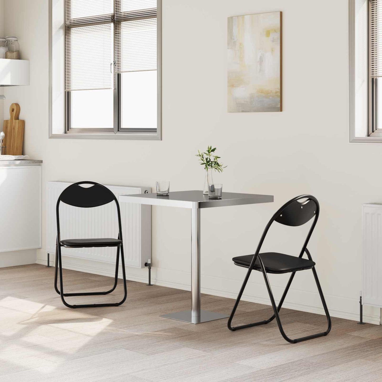Samlebar Dinning Stol 2 pcs Svart 48 x 43,5 x 81 cm PVC stål vidaXL