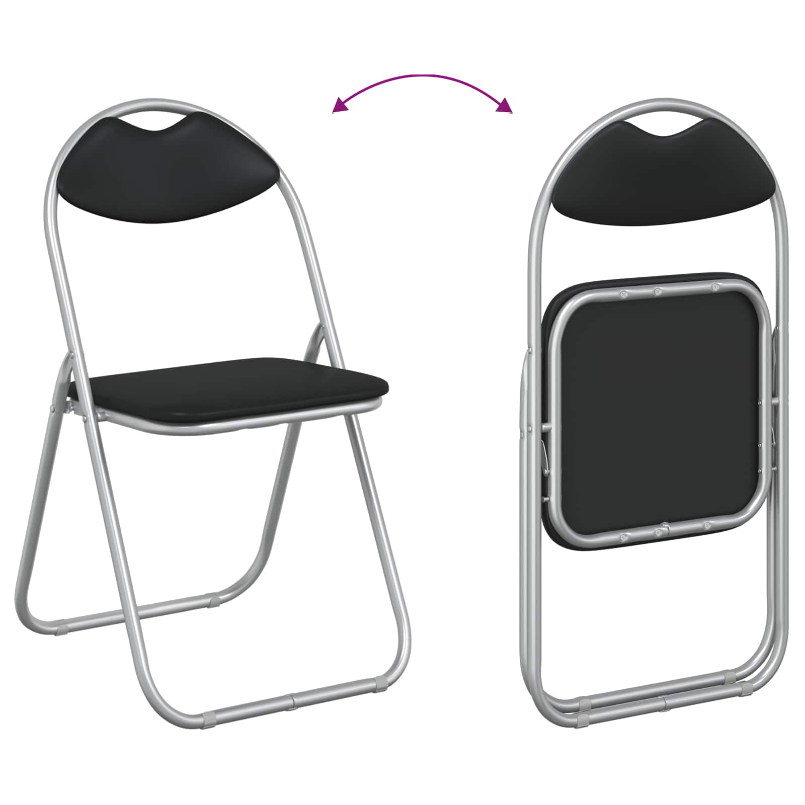 Samlebar Dinning Stol 8 pcs Svart 48 x 43,5 x 81 cm PVC stål vidaXL