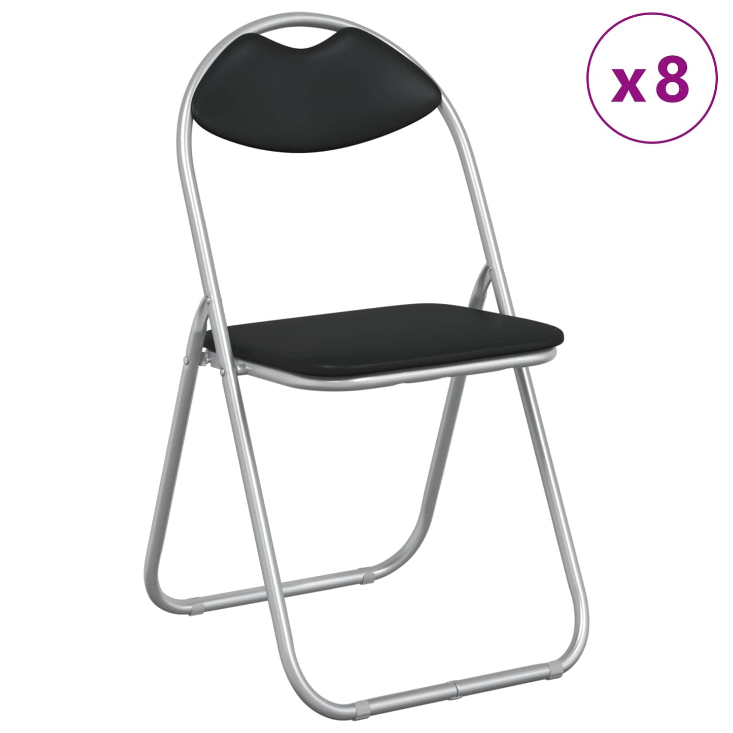 Samlebar Dinning Stol 8 pcs Svart 48 x 43,5 x 81 cm PVC stål vidaXL