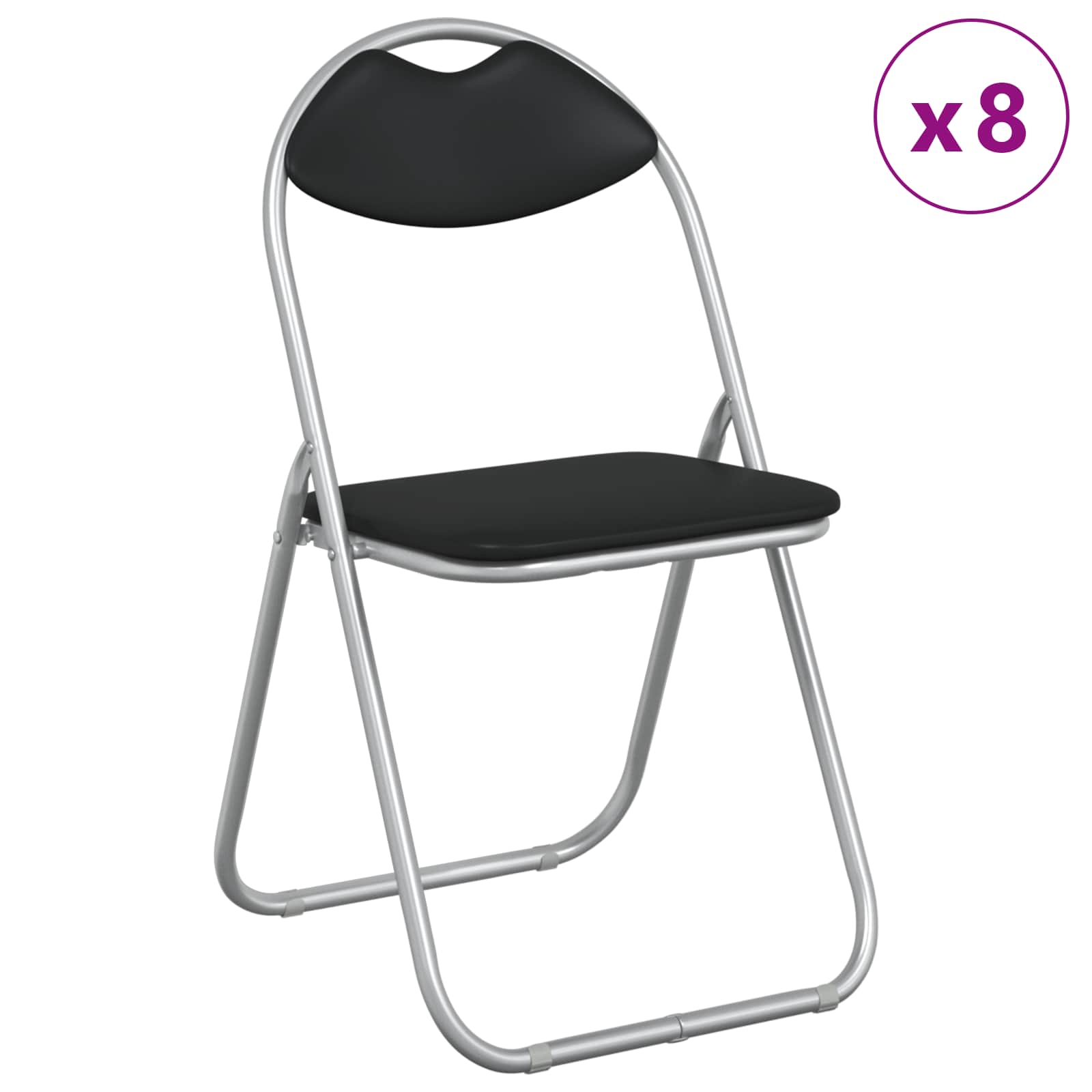 Samlebar Dinning Stol 8 pcs Svart 48 x 43,5 x 81 cm PVC stål vidaXL