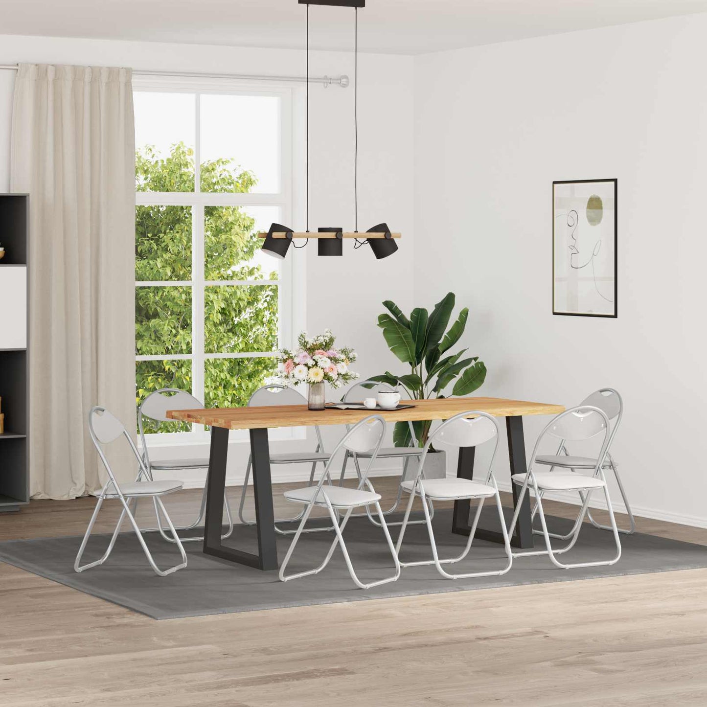 Samlebar Dinning Stol 8 pcs Hvit 48 x 43,5 x 81 cm PVC stål vidaXL