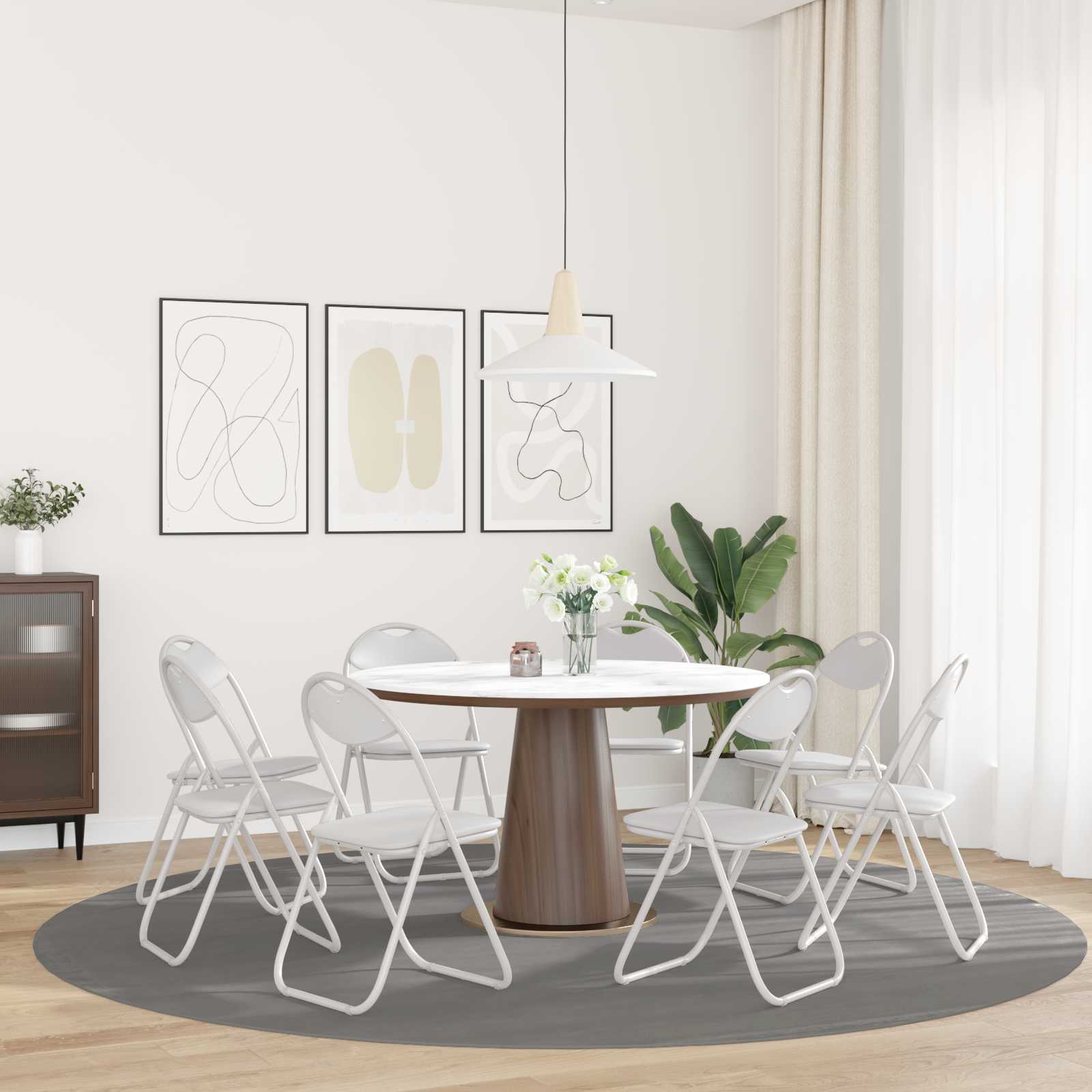 Samlebar Dinning Stol 8 pcs Hvit 48 x 43,5 x 81 cm PVC stål vidaXL