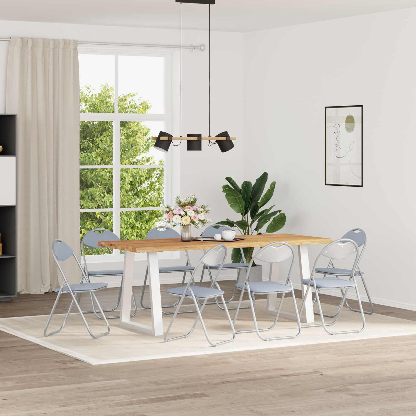 Samlebar Dinning Stol 8 pcs Grå 48 x 43,5 x 81 cm PVC stål vidaXL