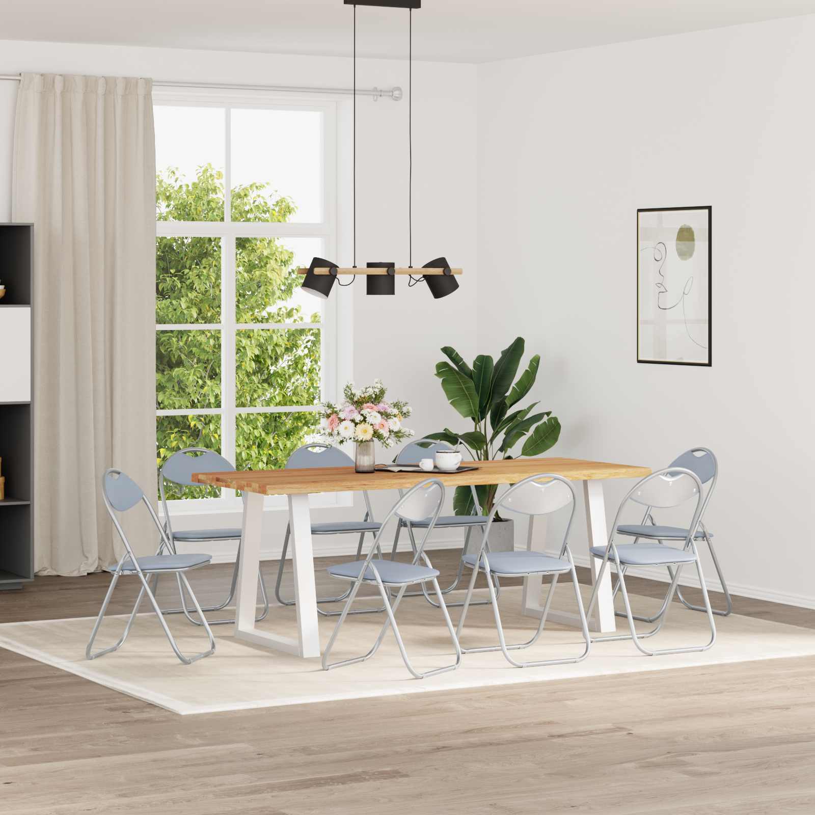 Samlebar Dinning Stol 8 pcs Grå 48 x 43,5 x 81 cm PVC stål vidaXL