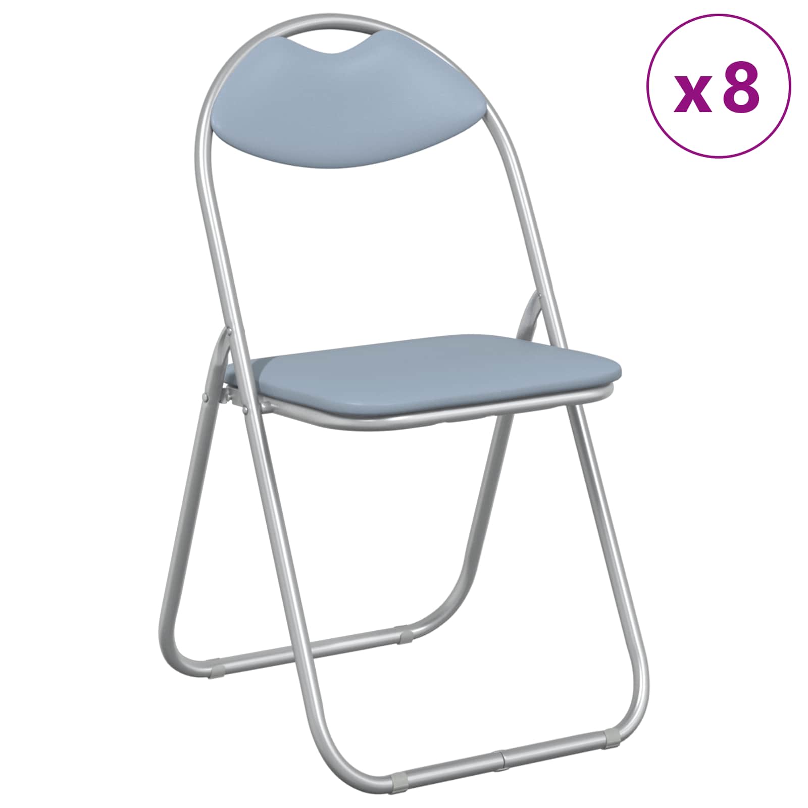 Samlebar Dinning Stol 8 pcs Grå 48 x 43,5 x 81 cm PVC stål vidaXL