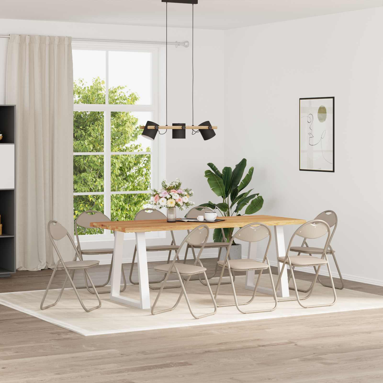 Samlebar Dinning Stol 8 pcs sand 48 x 43,5 x 81 cm PVC stål vidaXL