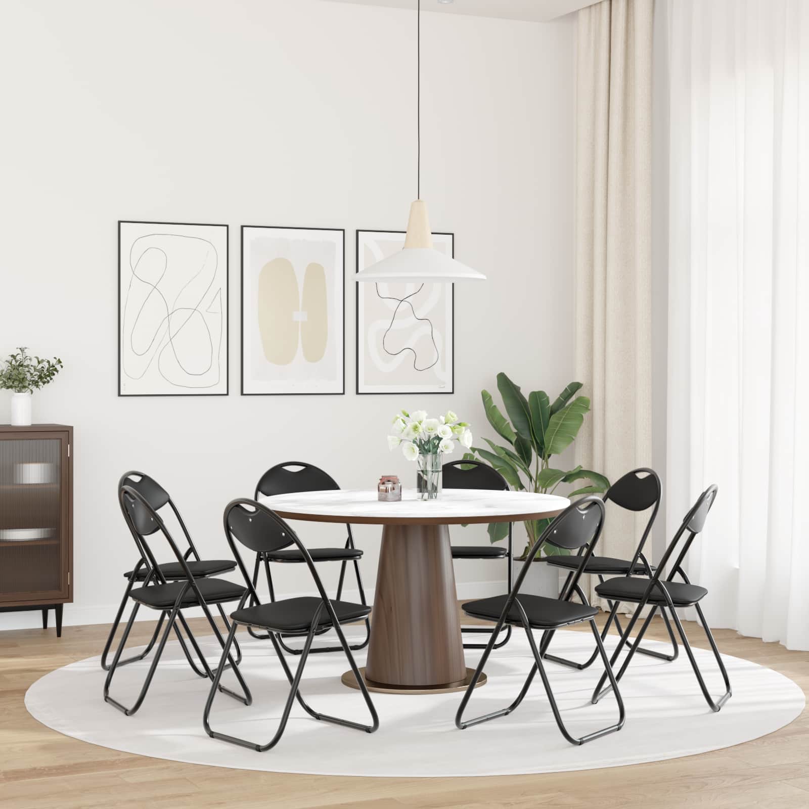Samlebar Dinning Stol 8 pcs Svart 48 x 43,5 x 81 cm PVC stål vidaXL