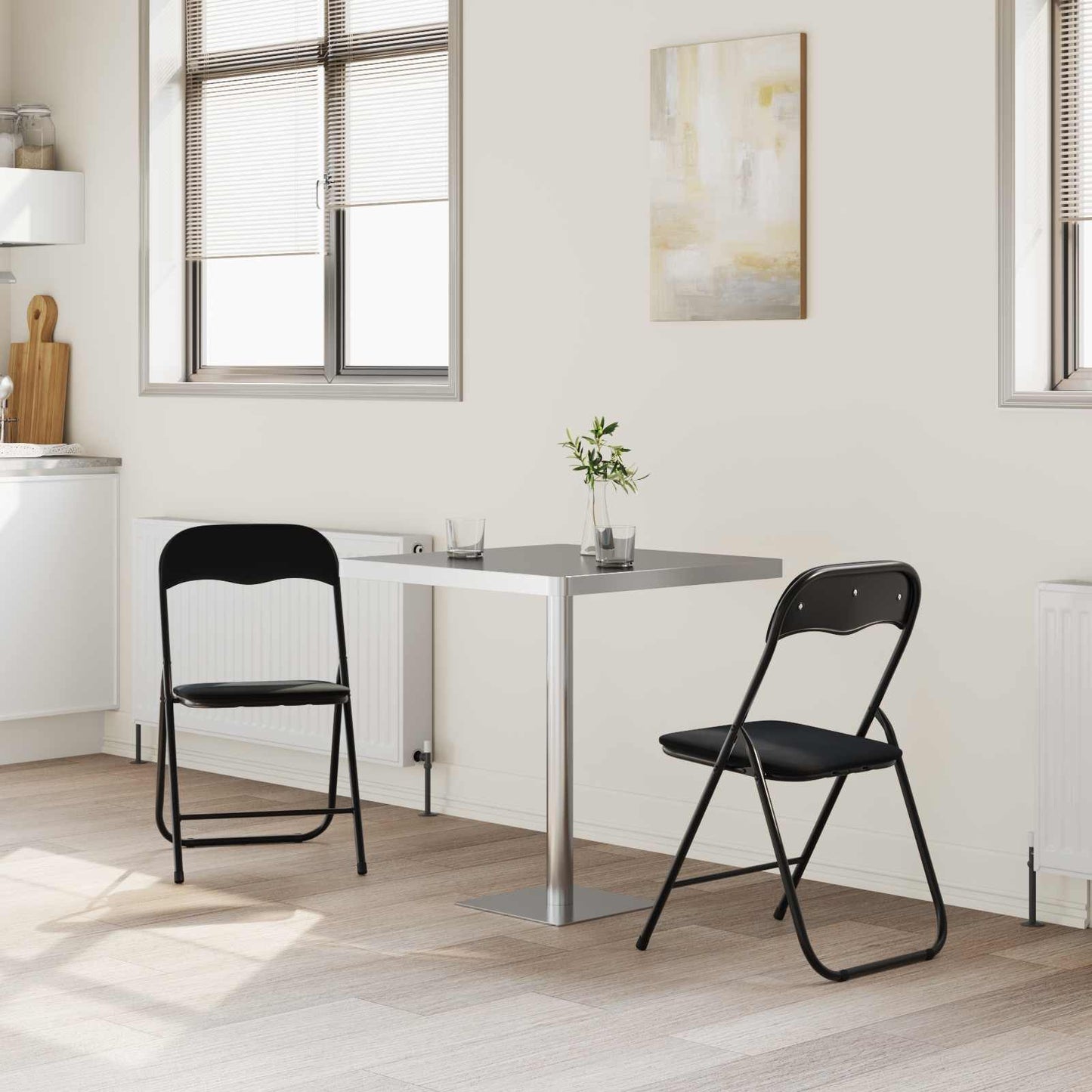 Sammenleggbart stol 2 pcs Svart 48 x 44 x 78 cm Fløyel