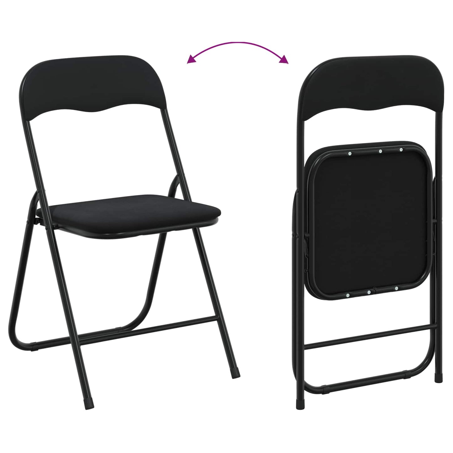 Sammenleggbart stol 2 pcs Svart 48 x 44 x 78 cm Fløyel