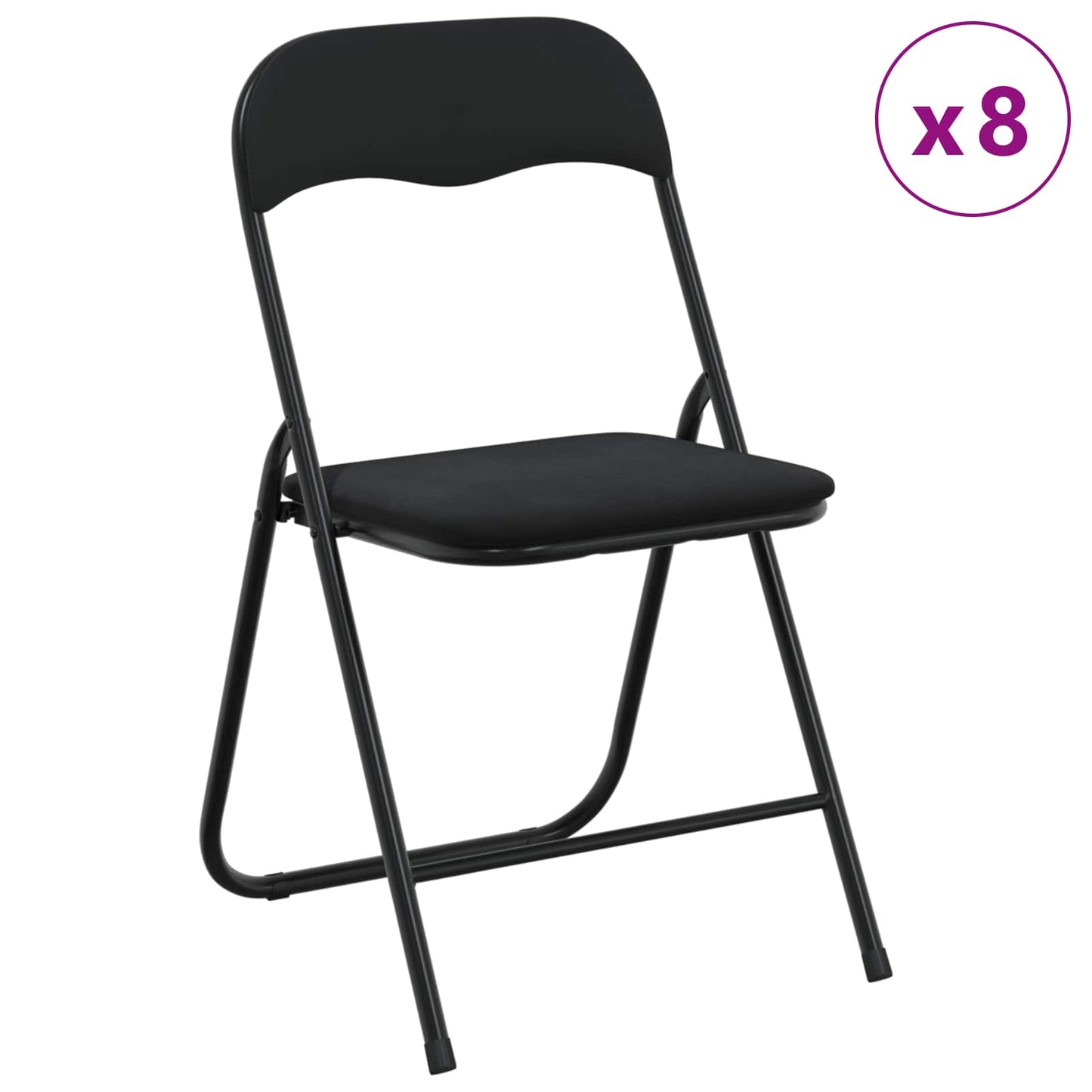 Sammenleggbart stol 8 pcs Svart 48 x 44 x 78 cm Fløyel