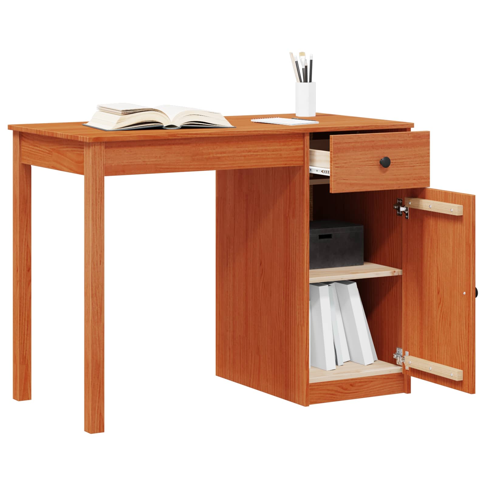 Skrivebord med skuff VoksBrun 100 x 50 x 74 cm Massiv furu vidaXL