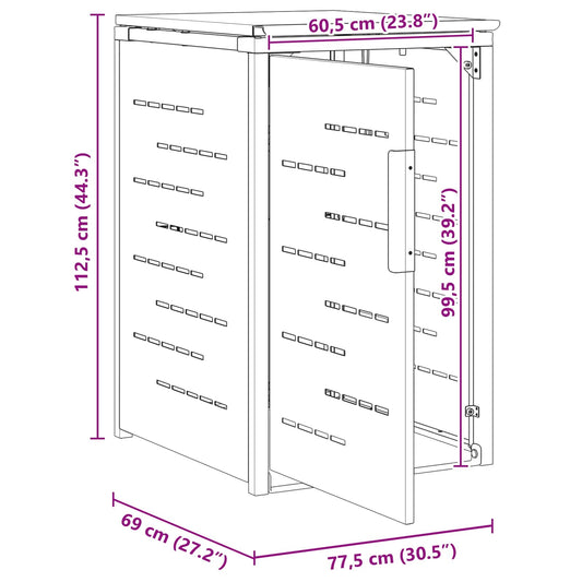 Avfallsbeholderoppbevaring Svart 77,5 x 69 x 112,5 cm