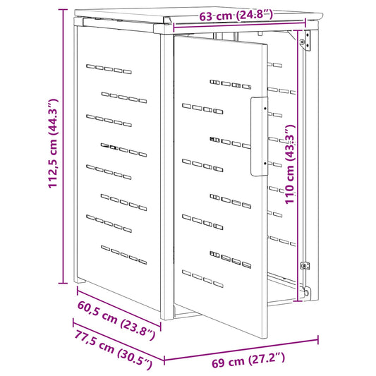 Avfallsbeholderoppbevaring Grå 77,5 x 69 x 112,5 cm