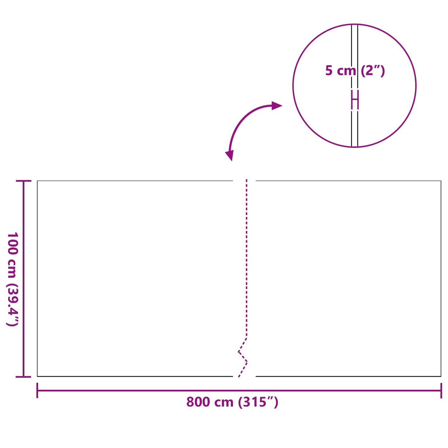 Kunstgress grønn 1 x 8 m / 50 mm PP & PE